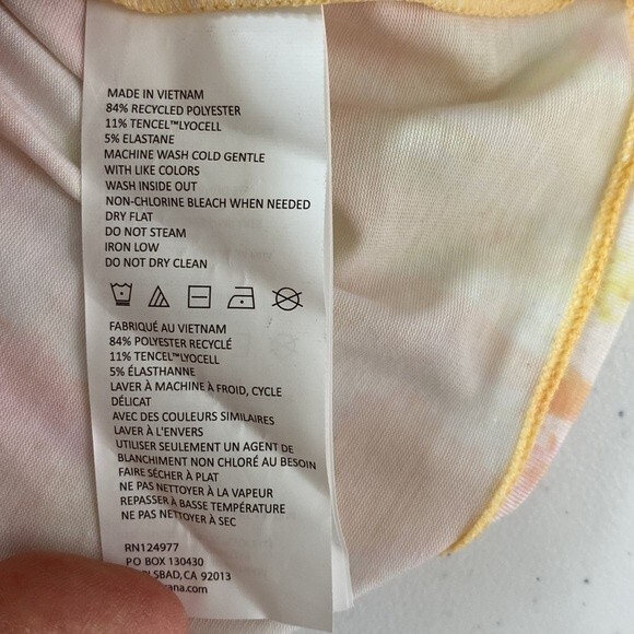 Prana Poly Jungle Top Honey Bee Side Waist Tie High Low Hem Scoop Neck Essential - Picture 10 of 14